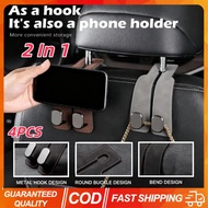 4PCS New 2-in-1 Car Hook For Car Rear Seat Back Hooks Headrest Hanger Clip Universal Double Hooks Ho