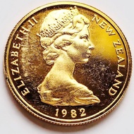 Rare Gold-Plated Refined Version New Zealand 1 Cent Copper Nickel Coin Queen 17.5mm 2.05g Coin 4 * 1