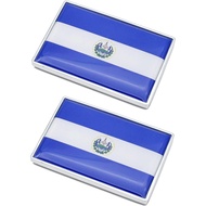 2 Pcs 3D El Salvador Salvadorans Flag Metal Car Stickers Chrome Decals,2.3 x 1.6 Inch Metal Truck St