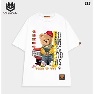 HY KOREA men's and women's loose-fitting short-sleeved T-shirt with yellow bear 49ers 785
