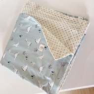 療癒藍綠恐龍 手工嬰兒皺紗被(四季薄被-韓國天然染色皺紗