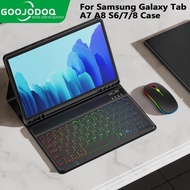 GOOJODOQ Tablet Case For Samsung Galaxy Tab A7 A8 Case Keyboard For Samsung Tab S6 Lite Case Rainbow Bluetooth Keyboard