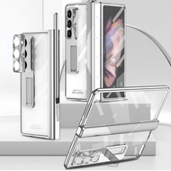 Compatible for Samsung Galaxy Z Fold 5 Case with S Pen, Fold 5 Pen with Pen Holder+ Lens Film + Front Screen Protector Film + Crystal Clear Case for Samsung Galaxy Z Fold 5