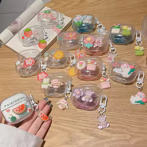 Cute 3D Flower Rabbit Bear Cherry Clear Headset Case For Lenovo LP40 Earphone Cover For Lenovo LP40 