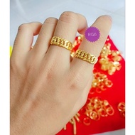 24k gold plated chain ring + 24k gold plated crystal