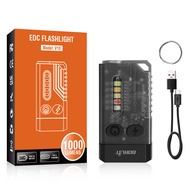 BORUiT V10 1000LM UV LED EDC Keychain Flashlight Type-C Rechargeable 1000mAh Work Light Torch with M