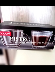 一對2 隻  @  $298  BODUM BISTRO  雙層玻璃 隔熱保温杯 對裝杯  專利透氣活塞  裝熱飲品不燙手 15oz / 杯   全新 盒裝 新居入伙 新屋入夥 送禮 大方 型格 實用