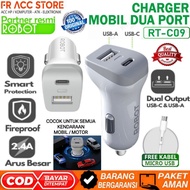 Car Charger Type C Fast Charging ROBOT RT C09 Car CHARGER 2 OUTPUT TYPE C + USB ROBOT RT-C09