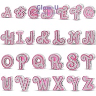 Silver Pink Barbie English Letter Charm Beads DIY Bracelet Jewelry Accessories Silver Plated