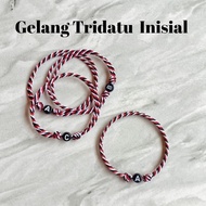 Tridatu Initial 1 Letter Bracelet / Initial Letter Bracelet / Bali Tridatu Bracelet / Black Round Fl