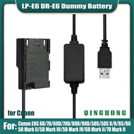 5V USB to LP-E6 LP-E6N Dummy Battery DR-E6 DC Coupler &amp; Power Bank Cable for Canon EOS 5D Mark II III IV 6D 7D Mark II Camera