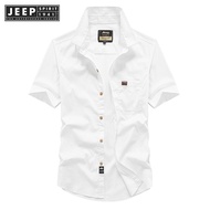 Jeep spirit 1941 estd outdoor casual loose collar short sleeved shirt mens pocket shirt loose Large