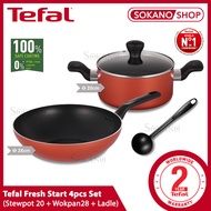 SOKANO B507S4 Tefal Fresh Start 4pcs Set (Stewpot 20+Wokpan 28+ Ladle) Periuk Pot Pan Wok Kuali