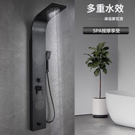 304Stainless Steel Shower Panel Natural Color All Black Shower Head Set Copper Sprinkler Faucet Bathing Machine Bath Column