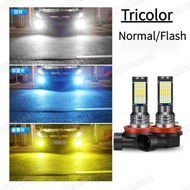2pcs LED Fog light Bulbs H11 H8 9005 Tricolor fog lamp 9006 H3 Day Running Light Auto Fog Lamp Car L