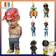 MYRONGMY Car Pendant, Rapper Classic Posture Rear View Mirror Pendant Rapper Hanging Ornament, Inter