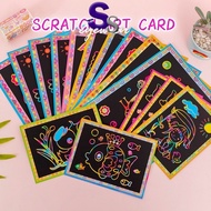 (1 PCS) Colorful DIY Magic Scratch Art Card Dual Sided Kids Children Scraping Rainbow Art Craft Colo