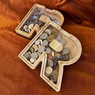DB Children Wooden Personalized A-Z Letters Creative Transparent Money Box