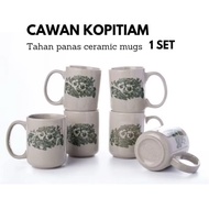 6pcs/box Cawan Kopitiam Asoga Set Teh Tarik Mug Cup Oldtown Classic Coffee Vintage Flower Traditiona
