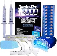 DentaPro 2000 3D Teeth Whitening Kit – Deluxe Addition Includes LED Light, (2) 5ml Gel Syringes, Cus