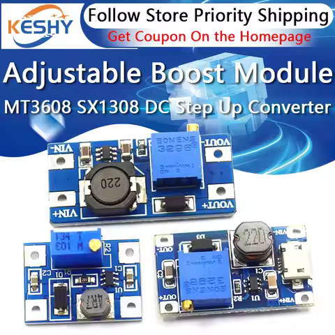 1-10PCS MT3608 SX1308 Adjustable Boost Module DC-DC Step Up Converter Module 2A 2V-24V To 5V 9V 12V 