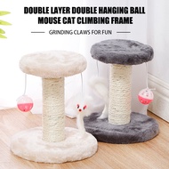 Double Layers Cat Scratcher Tree Board Plush Climbing Frame Toy Drop Ball Mouse Claw Sisal Column For Cat Grind Claws