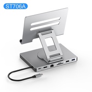 Blueendless USB 3.0 PD 100W Charger Hub Docking Station HDTV 4K RJ45 ขาตั้ง Multiport 7 In 1 USB C S