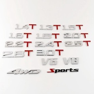 Car Displacement Label 1.4 T1.8 T2.0 T3.0 T Metal Displacement Sticker Modified Displacement Tail La