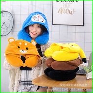 B4 totoro Doraemon Kumamon BROWN BEAR Pichachu Cartoon U shaped pillow Hat hood neck cervical lunch 