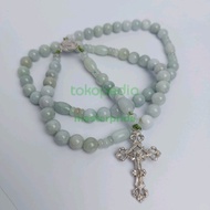 White Jadeite Jade Rosary Necklace Genuine Burmese Jade Gr A