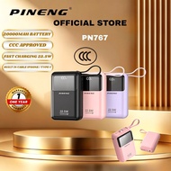 3C(CCC) APPROVED Pineng PN-767PD 22.5W 20000mAh Powerbank Built-in Cable Fast Charging