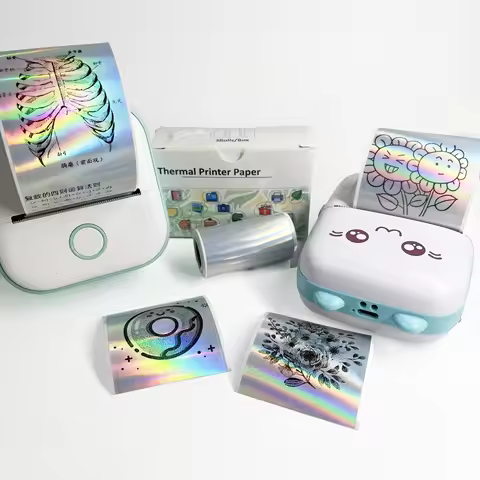 53mm Thermal Paper Sticker Holographic Silver paper For Phomemo M02/T02/M04AS/M04S Mini Printer for 