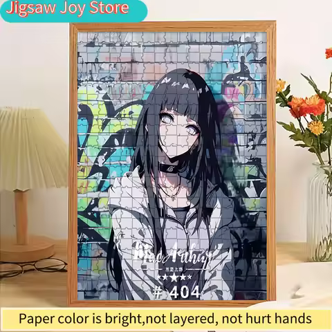 Hinata Hyuga Street Style Paper Puzzle, Modern Anime Character Art of Byakugan Ninja with Graffiti W