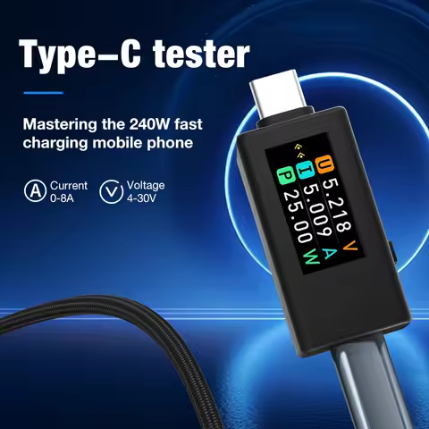 KWS-1902L Type-C Tester 4-30V 0-8A Color Display Current Voltage Monitor Charging Voltage Ammeter Po