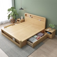 HDB Storage Bed Frame with Storage Drawers Double Bed Bedframe Wooden Bed Queen King Bed Storage Bed