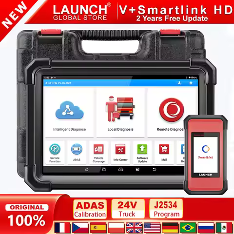 LAUNCH X431 V+ SmartLink HD Heavy Duty Truck Scanner AUTO OBD2 Scan CAN FD DOIP J2534 ADAS Diagnosti
