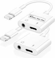 [Apple MFi Certified] iPhone Headphones Adapter 2 in 1 Aux Audio+Charge Lightning to 3.5mm Headphone