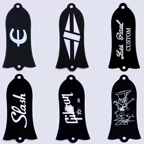 2 holes 2 Ply Black Bell Shape Custom Truss Rod Cover Plate For For Gibson SG Les Paul Bass LP Stand