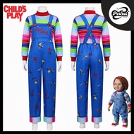 【Ready Stock🇲🇾】Adult Chucky Costume Scary Doll Cosplay Overalls Set for Halloween & Events Funny Out