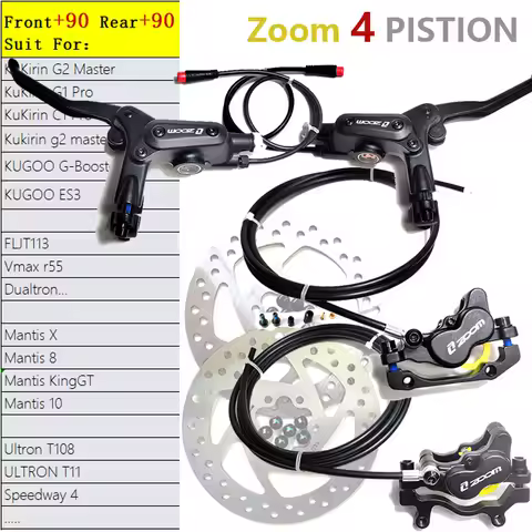 zoom 4 Pistons EBike Electric Scooter MTB Hydraulic Disc Brake Power Off Caliper For KUGOO Booster E