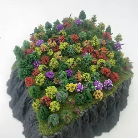 12pcs Mixed Color Mini Model Trees for Micro Landscape, Artificial Trees Vegetation Groups, DIY Rail