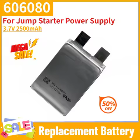 606080 High Rate Polymer Lithium Battery 3.7V 2500mAh Discharge Rate 35C‑70C for Jump Starter Power 