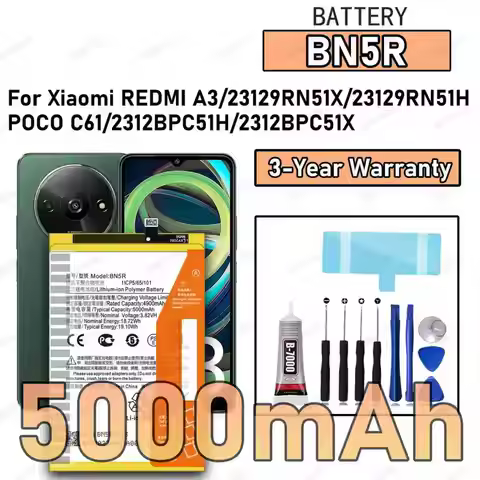 New High Quality BN5R Battery For Xiaomi REDMI A3/23129RN51X/23129RN51H/POCO C61/2312BPC51H Battery