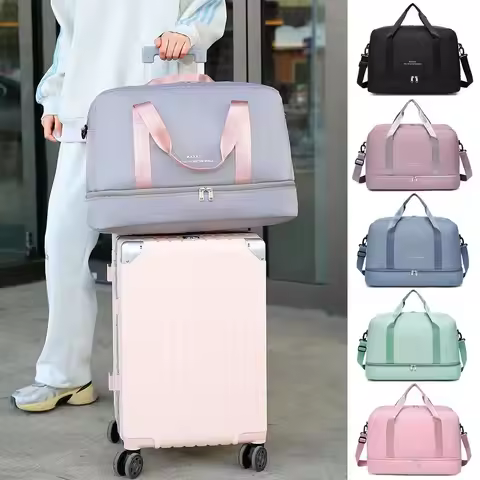 Large Capacity Sports Bag Solid Color Adjustable Shoulder Strap Travel Bag Dry and Wet Multifunction