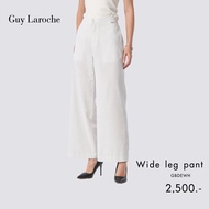 Guy Laroche Slack RE-LOOP PLC Recycled Pants กางเกงผู้หญิง เอวสูง ขากว้าง ขอบเอวใส่ยาง สีขาว GBDEWH