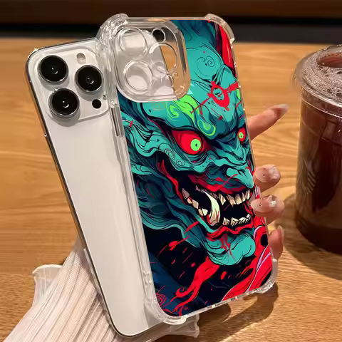 Japanese Art Ghost Oni Mask Case For Xiaomi 17T Pro 5G 15T 12T 15 F7 Ultra POCO F7 M7 X4 X5 X7 X8 Pr