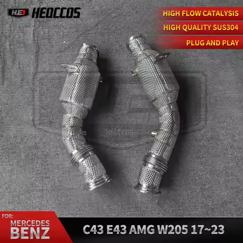 HEO High Flow Catted Downpipe for Mercedes Benz C43 E43 GLC43 AMG W205 3.0T 2017+ Sport Cat Exhaust 