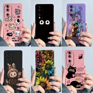 For Honor 70 5G FNE-NX9 Case Pretty Flowers Cartoon Pattern Full Lens Camera Protection Liquid Silic