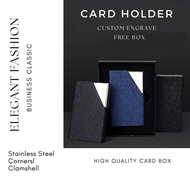 CUSTOM ENGRAVE Personalized PU Stainless Steel Business Card Holder NCH02 Name Card Credit Debit Car