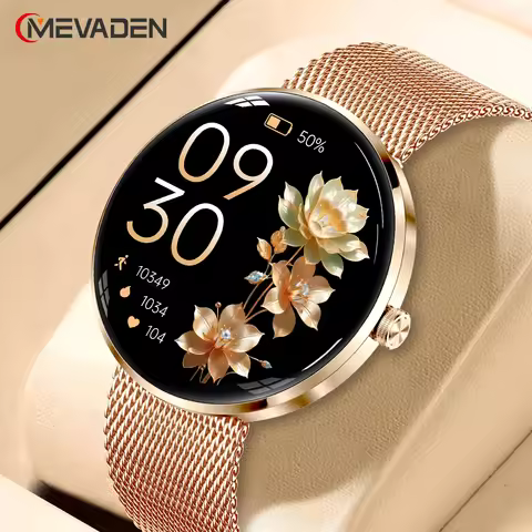 MEVADEN 8.5mm Ultra-thin Luxury Stainless Steel Smart Watch Women 1.43" AMOLED HD Screen Health Moni